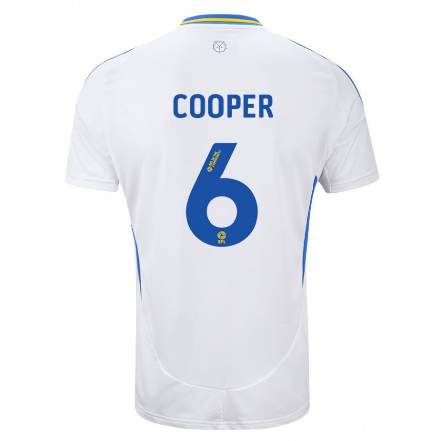 Niño Fútbol Camiseta Liam Cooper #6 Blanco Azul 1ª Equipación 2024/25 Argentina