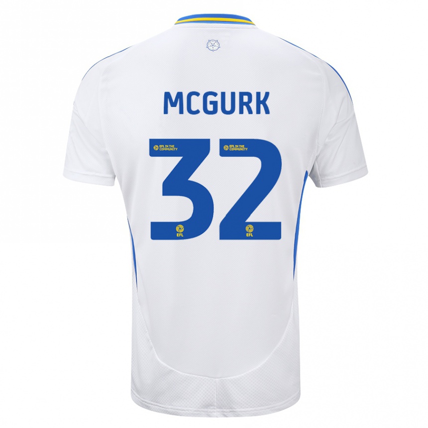 Niño Fútbol Camiseta Sean Mcgurk #32 Blanco Azul 1ª Equipación 2024/25 Argentina