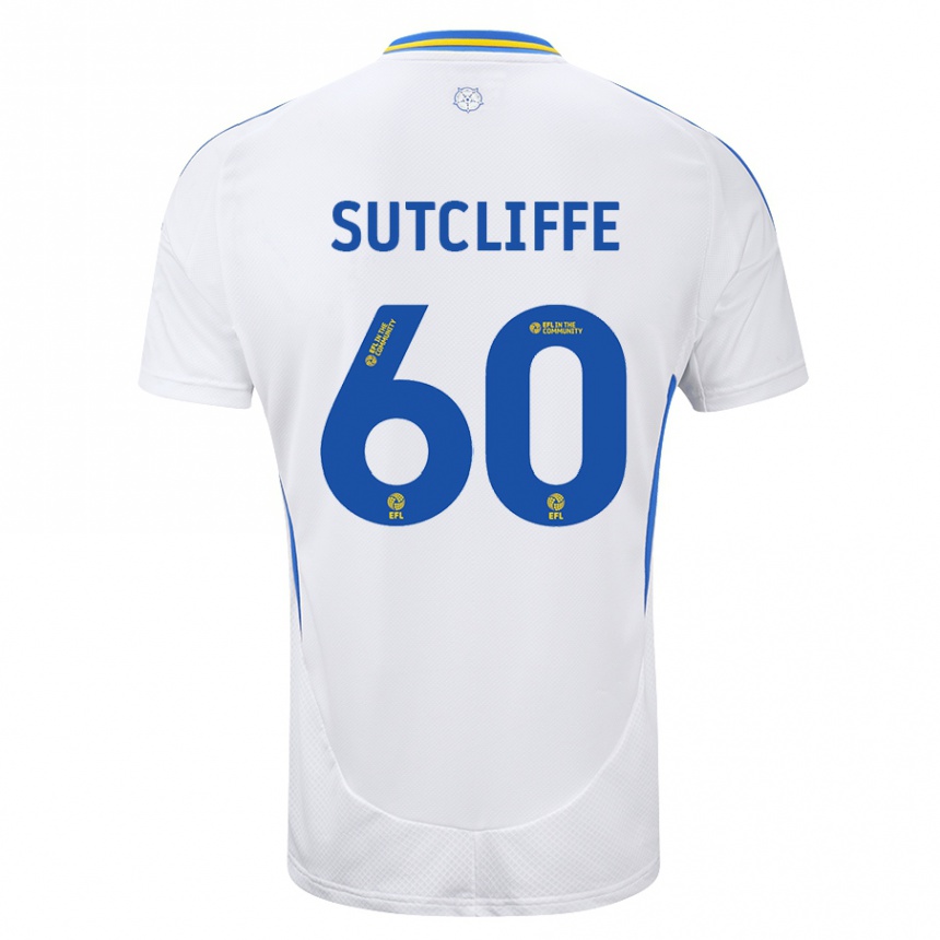 Niño Fútbol Camiseta Harvey Sutcliffe #60 Blanco Azul 1ª Equipación 2024/25 Argentina