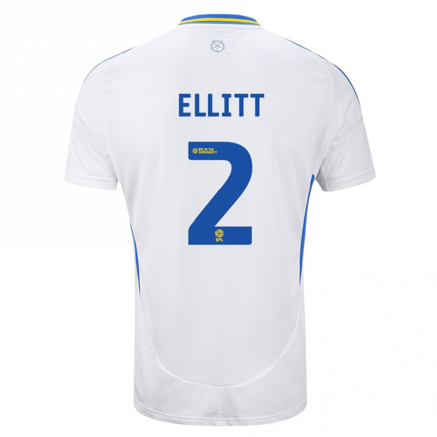 Niño Fútbol Camiseta Izzy Ellitt #2 Blanco Azul 1ª Equipación 2024/25 Argentina