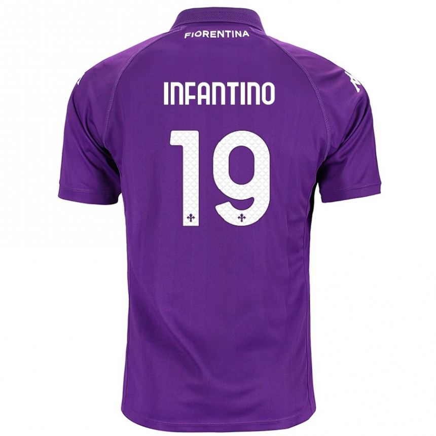 Niño Fútbol Camiseta Gino Infantino #19 Morado 1ª Equipación 2024/25 Argentina