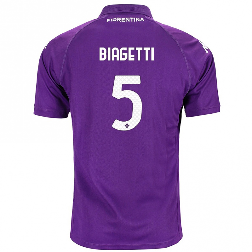 Niño Fútbol Camiseta Christian Biagetti #5 Morado 1ª Equipación 2024/25 Argentina