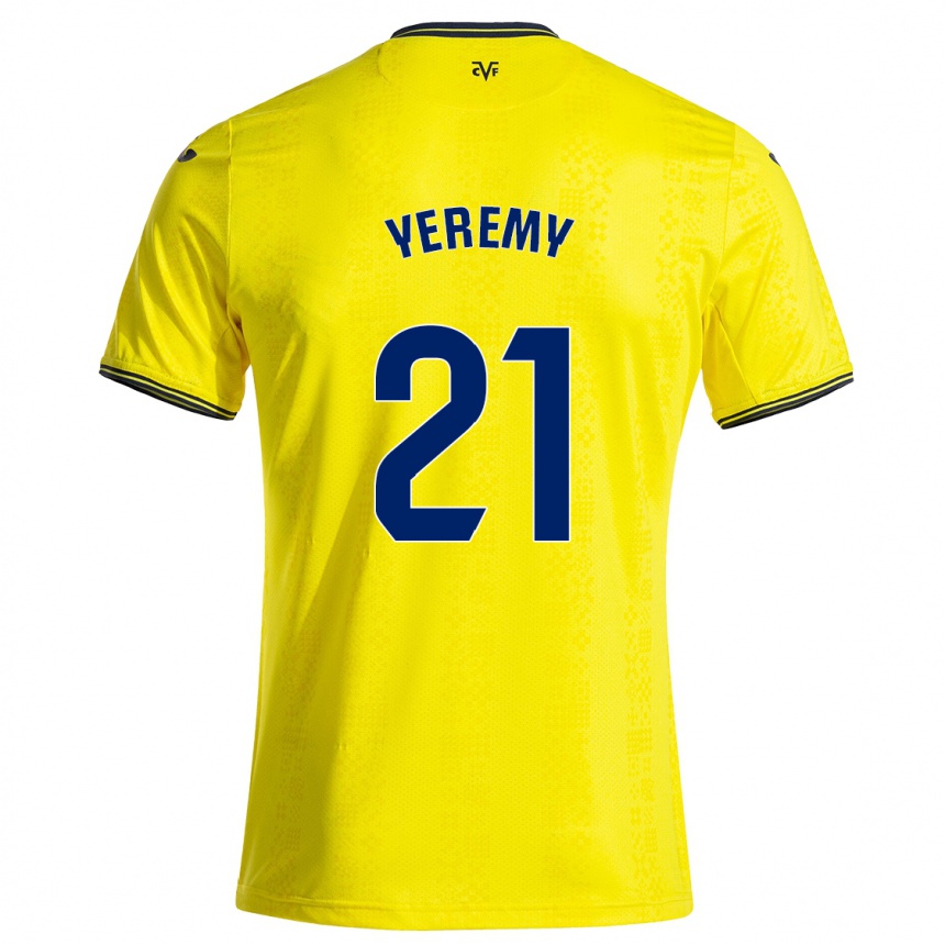 Niño Fútbol Camiseta Yéremy Pino #21 Amarillo Negro 1ª Equipación 2024/25 Argentina