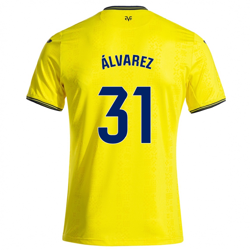 Niño Fútbol Camiseta Iker Álvarez #31 Amarillo Negro 1ª Equipación 2024/25 Argentina