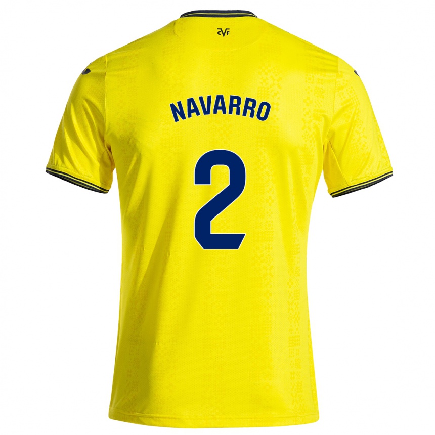 Niño Fútbol Camiseta Pau Navarro #2 Amarillo Negro 1ª Equipación 2024/25 Argentina