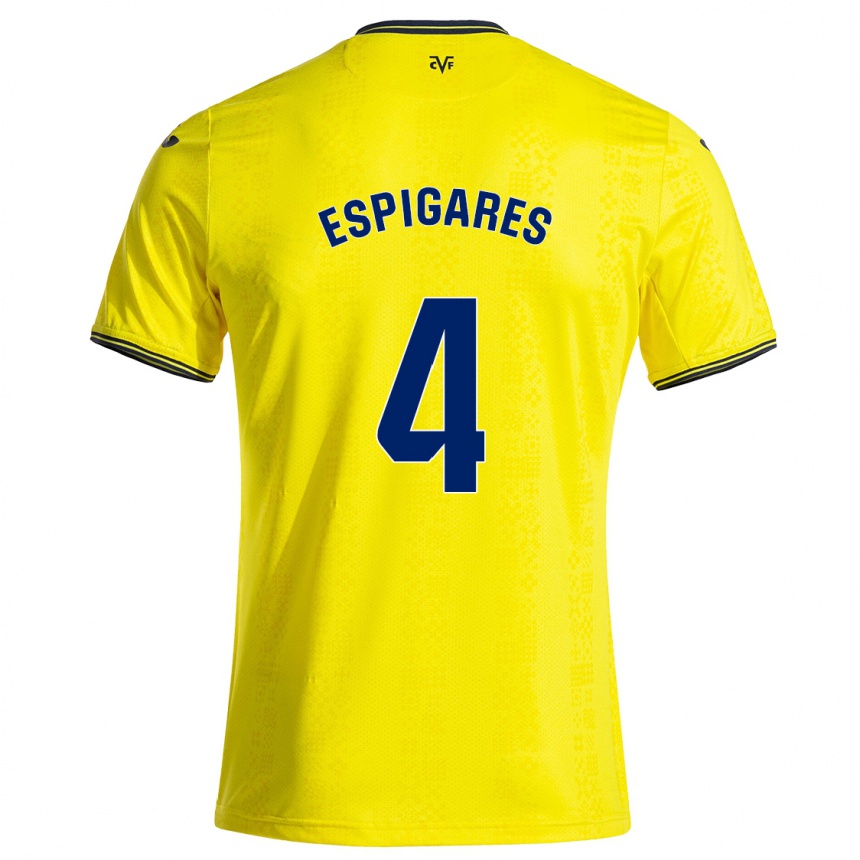 Niño Fútbol Camiseta Antonio Espigares #4 Amarillo Negro 1ª Equipación 2024/25 Argentina