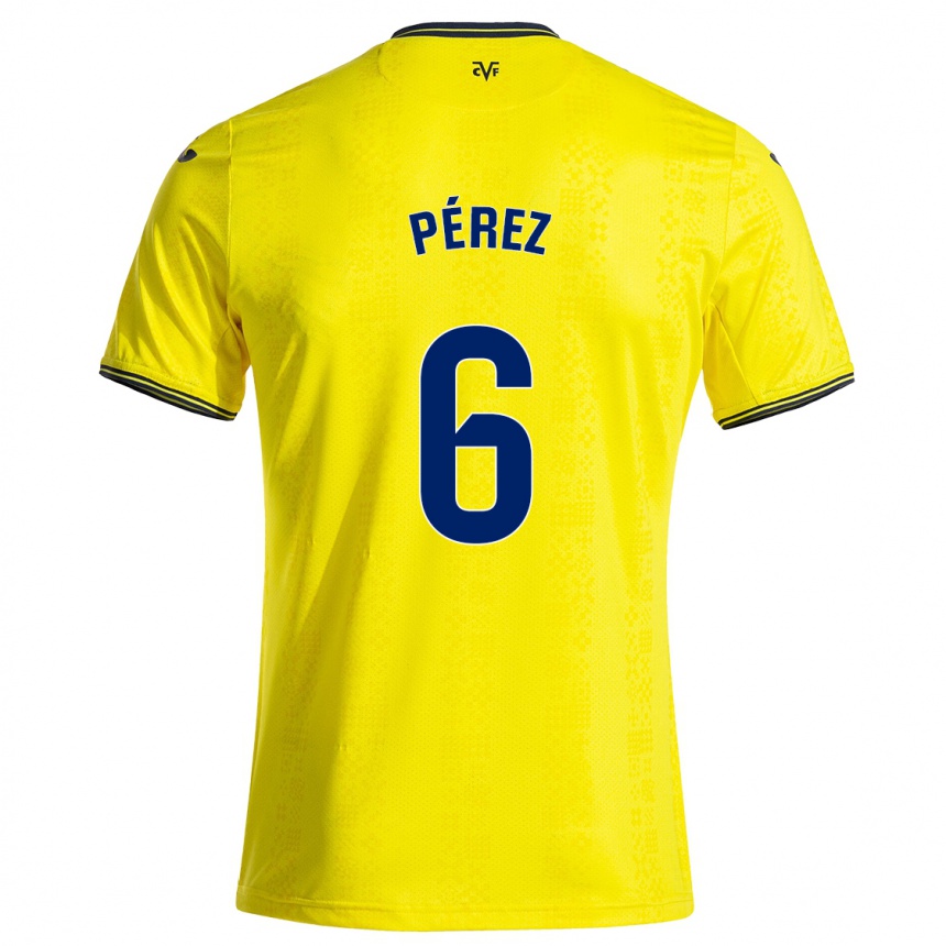 Niño Fútbol Camiseta Hugo Pérez #6 Amarillo Negro 1ª Equipación 2024/25 Argentina