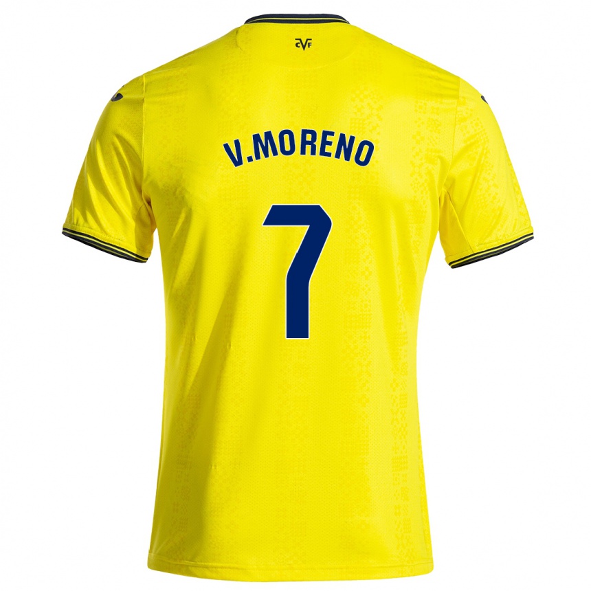 Niño Fútbol Camiseta Víctor Moreno #7 Amarillo Negro 1ª Equipación 2024/25 Argentina