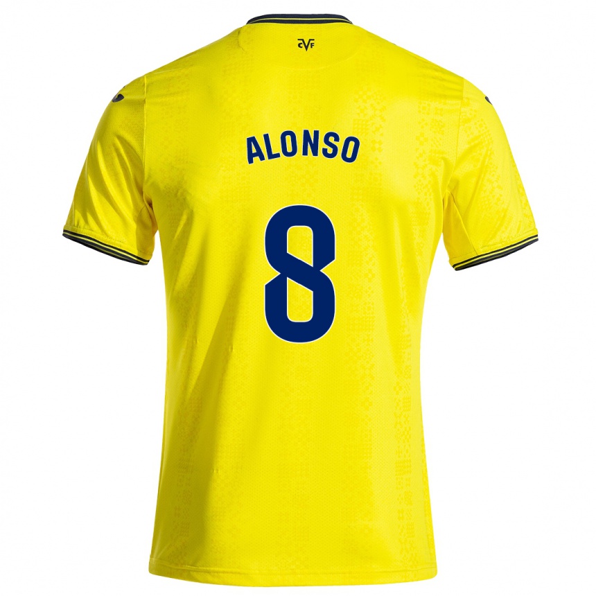 Niño Fútbol Camiseta Rodri Alonso #8 Amarillo Negro 1ª Equipación 2024/25 Argentina