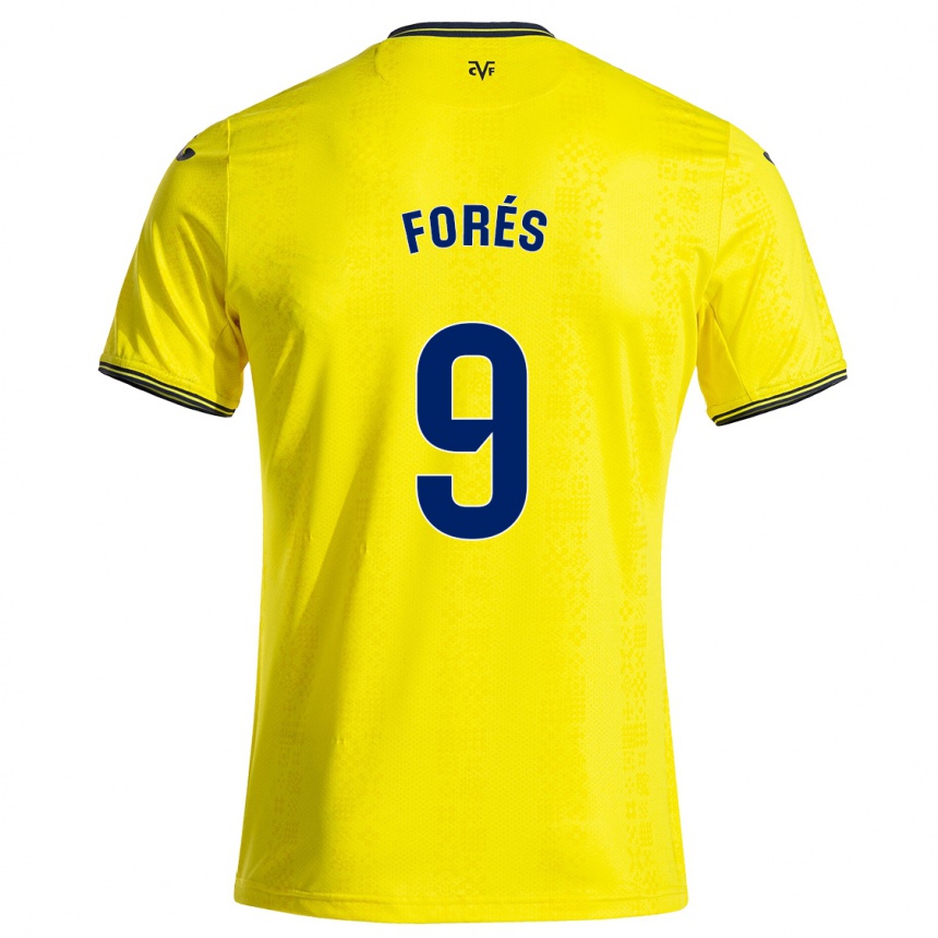 Niño Fútbol Camiseta Álex Forés #9 Amarillo Negro 1ª Equipación 2024/25 Argentina