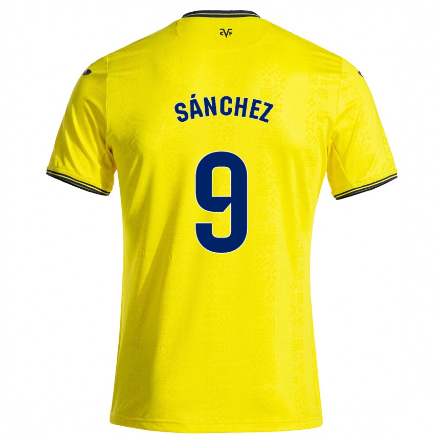 Niño Fútbol Camiseta Edu Sánchez #9 Amarillo Negro 1ª Equipación 2024/25 Argentina