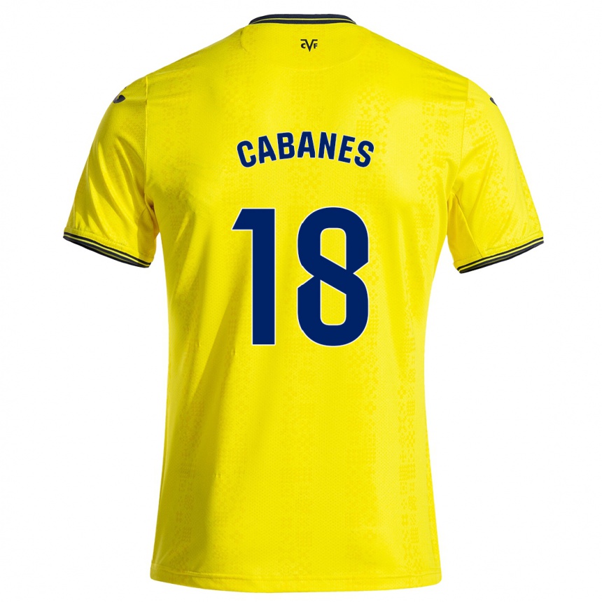 Niño Fútbol Camiseta Pau Cabanes #18 Amarillo Negro 1ª Equipación 2024/25 Argentina