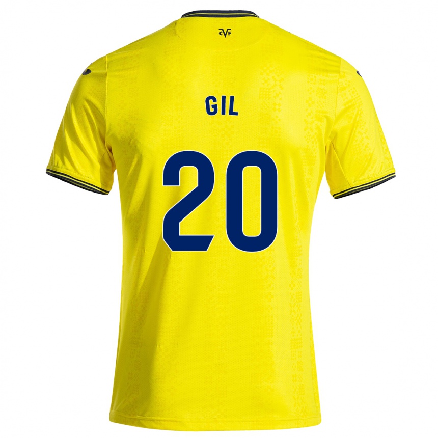 Niño Fútbol Camiseta Mario Gil #20 Amarillo Negro 1ª Equipación 2024/25 Argentina