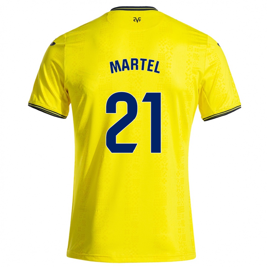 Niño Fútbol Camiseta Kevin Martel #21 Amarillo Negro 1ª Equipación 2024/25 Argentina