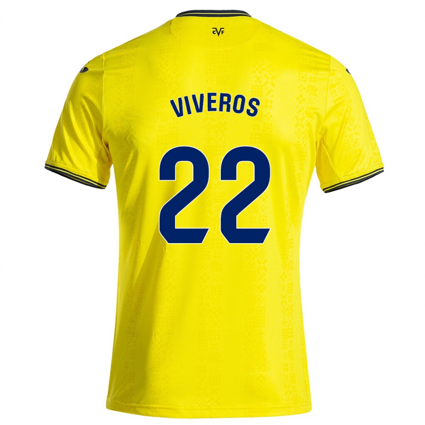 Niño Fútbol Camiseta Facundo Viveros #22 Amarillo Negro 1ª Equipación 2024/25 Argentina