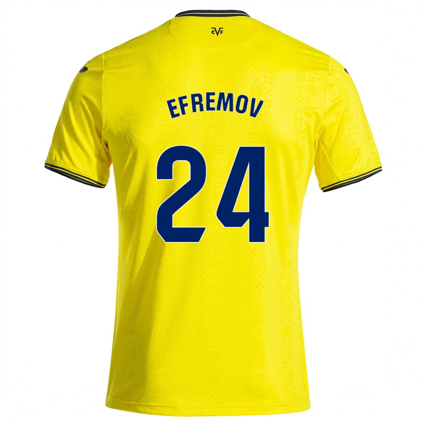 Niño Fútbol Camiseta Anton Efremov #24 Amarillo Negro 1ª Equipación 2024/25 Argentina