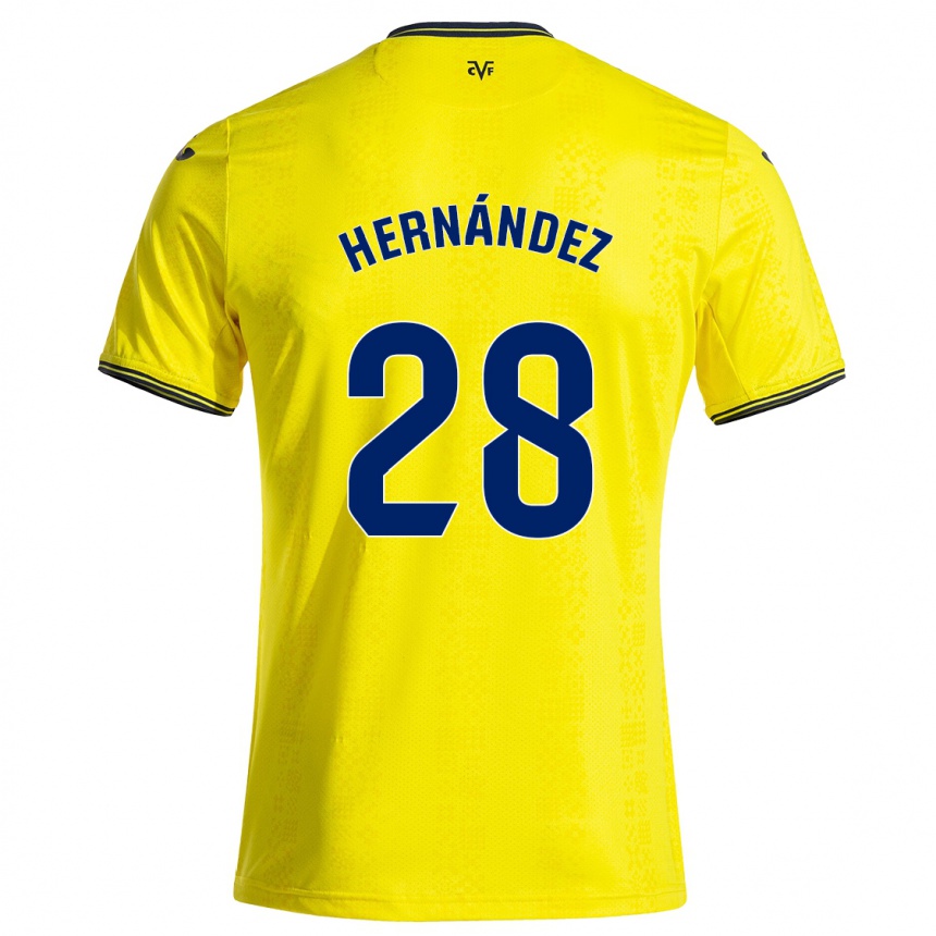 Niño Fútbol Camiseta Gerard Hernández #28 Amarillo Negro 1ª Equipación 2024/25 Argentina