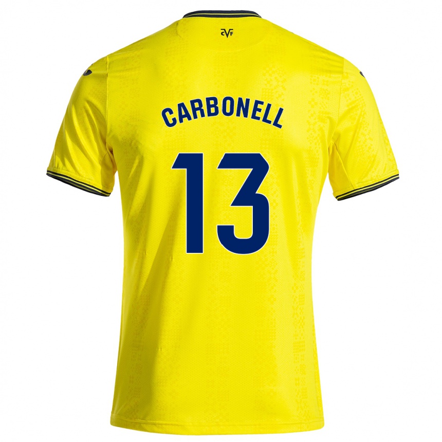 Niño Fútbol Camiseta Carmen Carbonell #13 Amarillo Negro 1ª Equipación 2024/25 Argentina