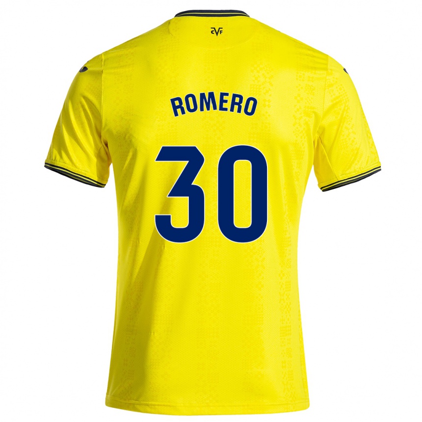 Niño Fútbol Camiseta Lucía Romero #30 Amarillo Negro 1ª Equipación 2024/25 Argentina