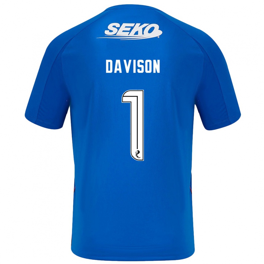 Niño Fútbol Camiseta Hannah Davison #1 Azul Oscuro 1ª Equipación 2024/25 Argentina