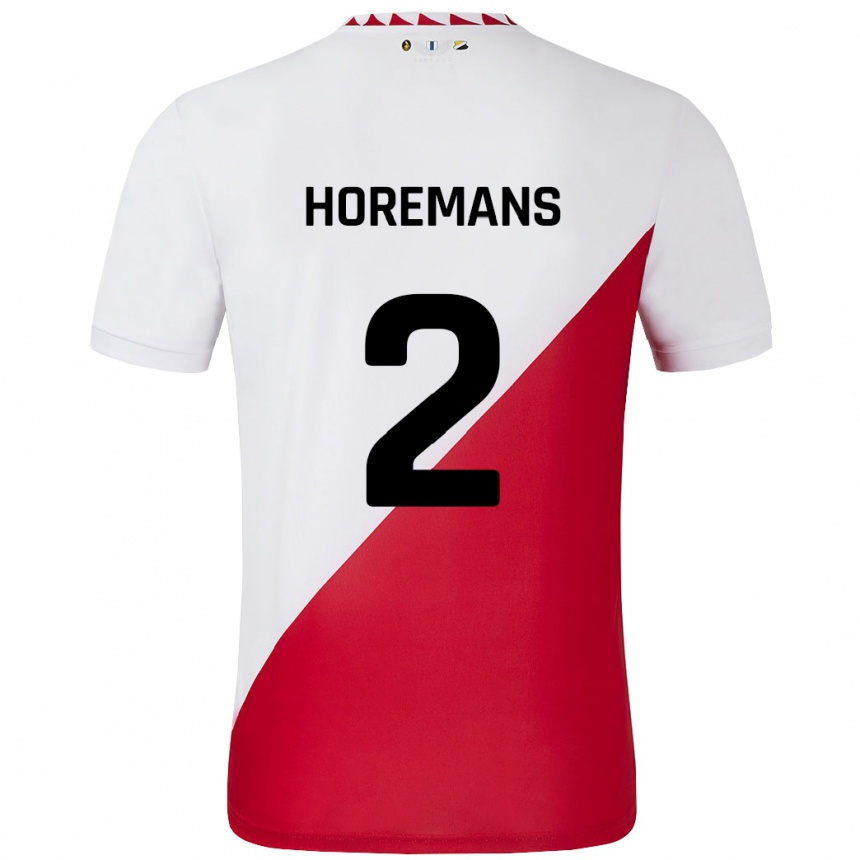 Niño Fútbol Camiseta Siebe Horemans #2 Blanco Rojo 1ª Equipación 2024/25 Argentina