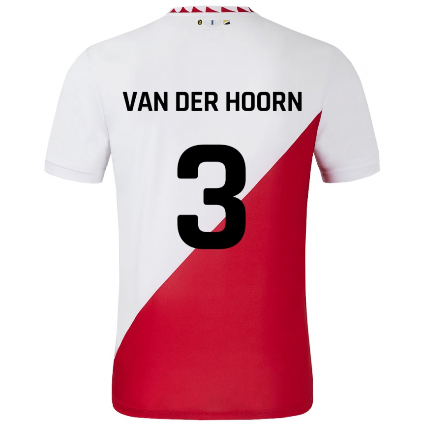 Niño Fútbol Camiseta Mike Van Der Hoorn #3 Blanco Rojo 1ª Equipación 2024/25 Argentina