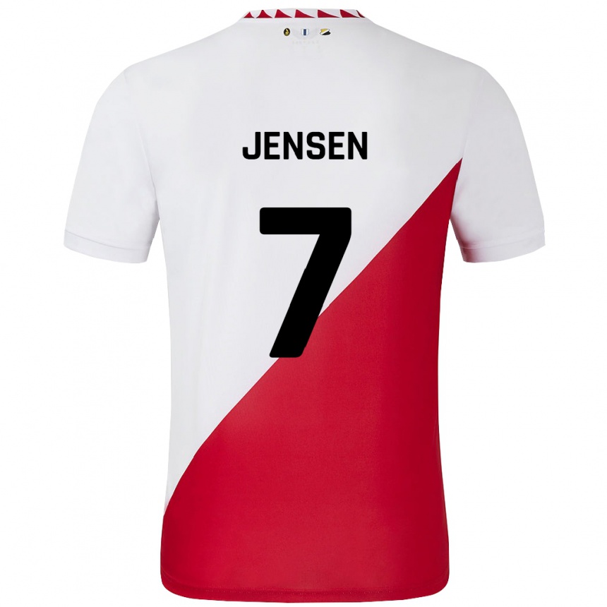 Niño Fútbol Camiseta Victor Jensen #7 Blanco Rojo 1ª Equipación 2024/25 Argentina