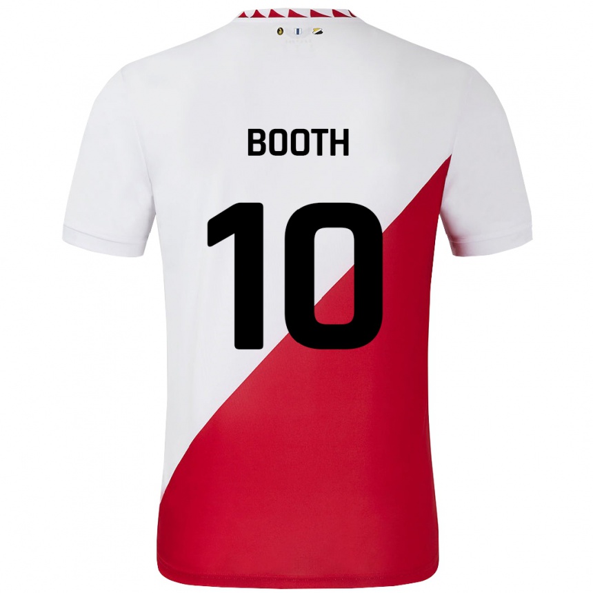 Niño Fútbol Camiseta Taylor Booth #10 Blanco Rojo 1ª Equipación 2024/25 Argentina