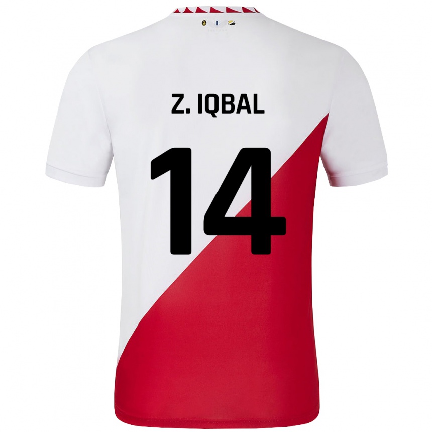 Niño Fútbol Camiseta Zidane Iqbal #14 Blanco Rojo 1ª Equipación 2024/25 Argentina