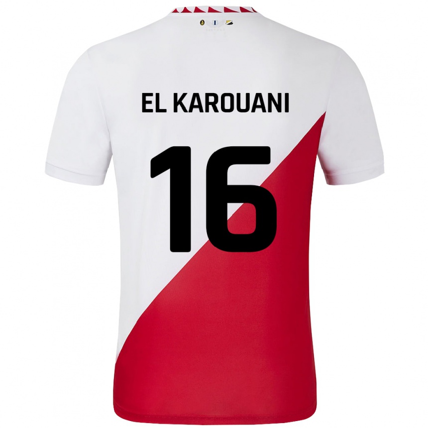 Niño Fútbol Camiseta Souffian El Karouani #16 Blanco Rojo 1ª Equipación 2024/25 Argentina