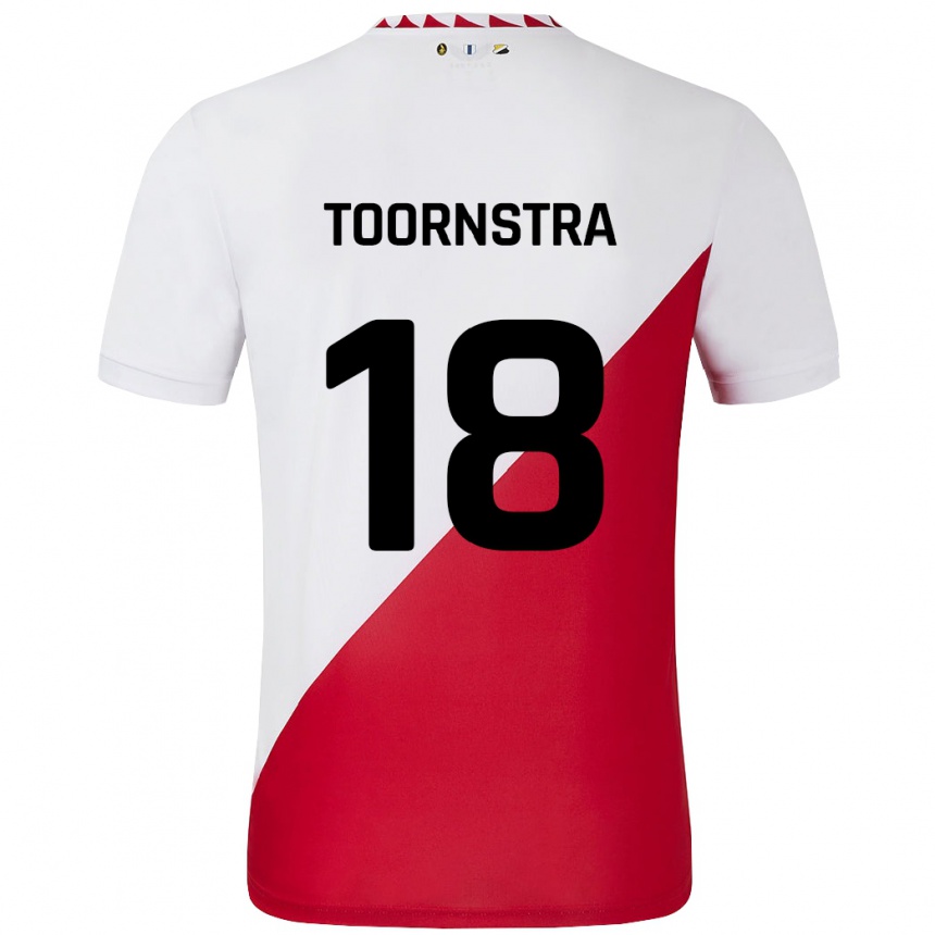 Niño Fútbol Camiseta Jens Toornstra #18 Blanco Rojo 1ª Equipación 2024/25 Argentina