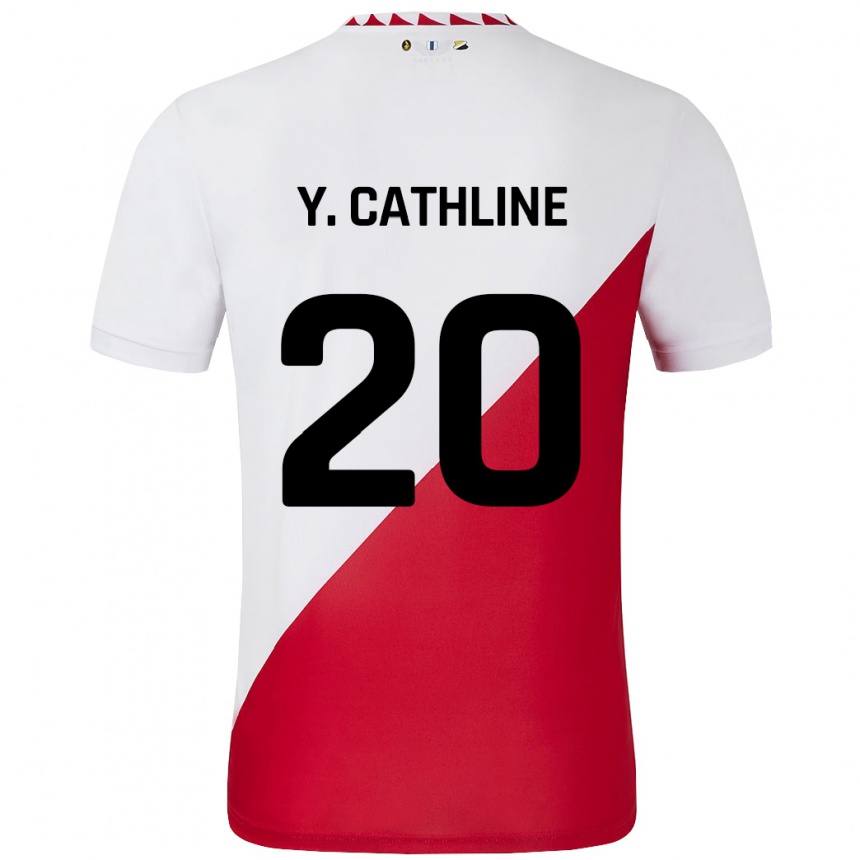 Niño Fútbol Camiseta Yoann Cathline #20 Blanco Rojo 1ª Equipación 2024/25 Argentina