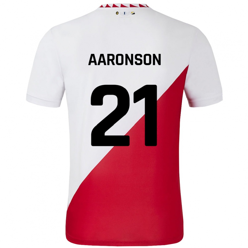 Niño Fútbol Camiseta Paxten Aaronson #21 Blanco Rojo 1ª Equipación 2024/25 Argentina