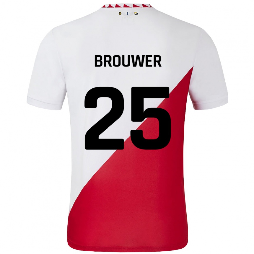 Niño Fútbol Camiseta Michael Brouwer #25 Blanco Rojo 1ª Equipación 2024/25 Argentina