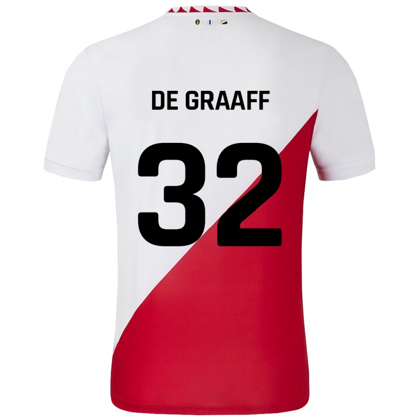 Niño Fútbol Camiseta Tom De Graaff #32 Blanco Rojo 1ª Equipación 2024/25 Argentina