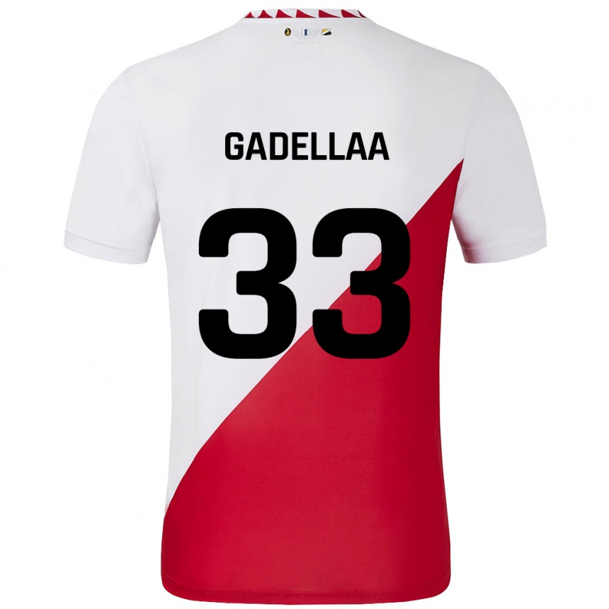 Niño Fútbol Camiseta Kevin Gadellaa #33 Blanco Rojo 1ª Equipación 2024/25 Argentina