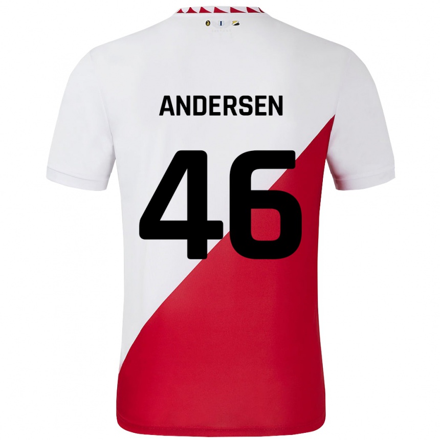 Niño Fútbol Camiseta Silas Andersen #46 Blanco Rojo 1ª Equipación 2024/25 Argentina