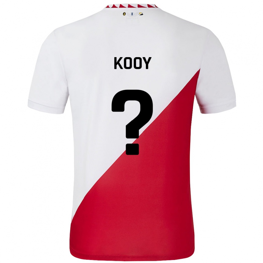 Niño Fútbol Camiseta Wessel Kooy #0 Blanco Rojo 1ª Equipación 2024/25 Argentina