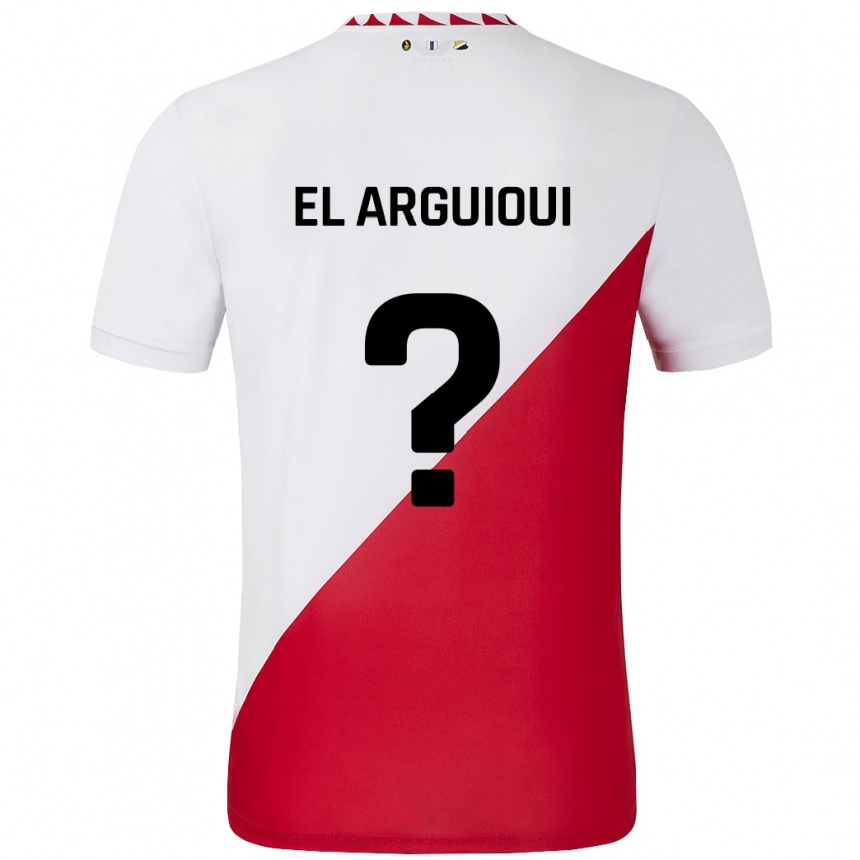 Niño Fútbol Camiseta Rafik El Arguioui #0 Blanco Rojo 1ª Equipación 2024/25 Argentina