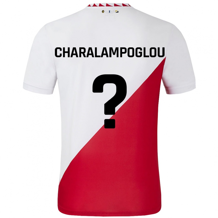 Niño Fútbol Camiseta Georgios Charalampoglou #0 Blanco Rojo 1ª Equipación 2024/25 Argentina