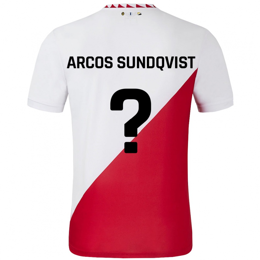 Niño Fútbol Camiseta Gustav Arcos Sundqvist #0 Blanco Rojo 1ª Equipación 2024/25 Argentina