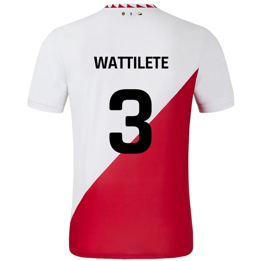 Niño Fútbol Camiseta Julia Wattilete #3 Blanco Rojo 1ª Equipación 2024/25 Argentina