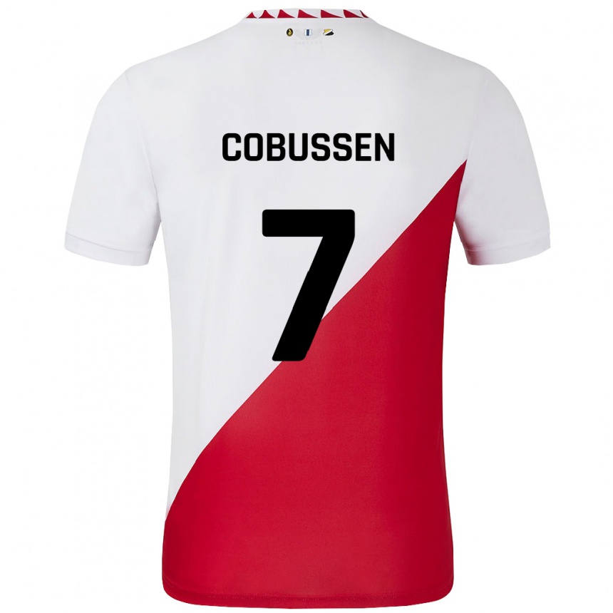 Niño Fútbol Camiseta Sophie Cobussen #7 Blanco Rojo 1ª Equipación 2024/25 Argentina