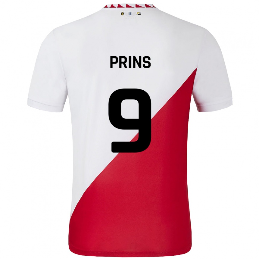 Niño Fútbol Camiseta Femke Prins #9 Blanco Rojo 1ª Equipación 2024/25 Argentina