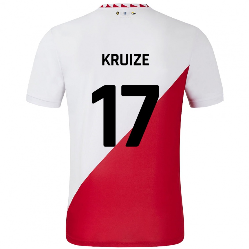 Niño Fútbol Camiseta Elisha Kruize #17 Blanco Rojo 1ª Equipación 2024/25 Argentina