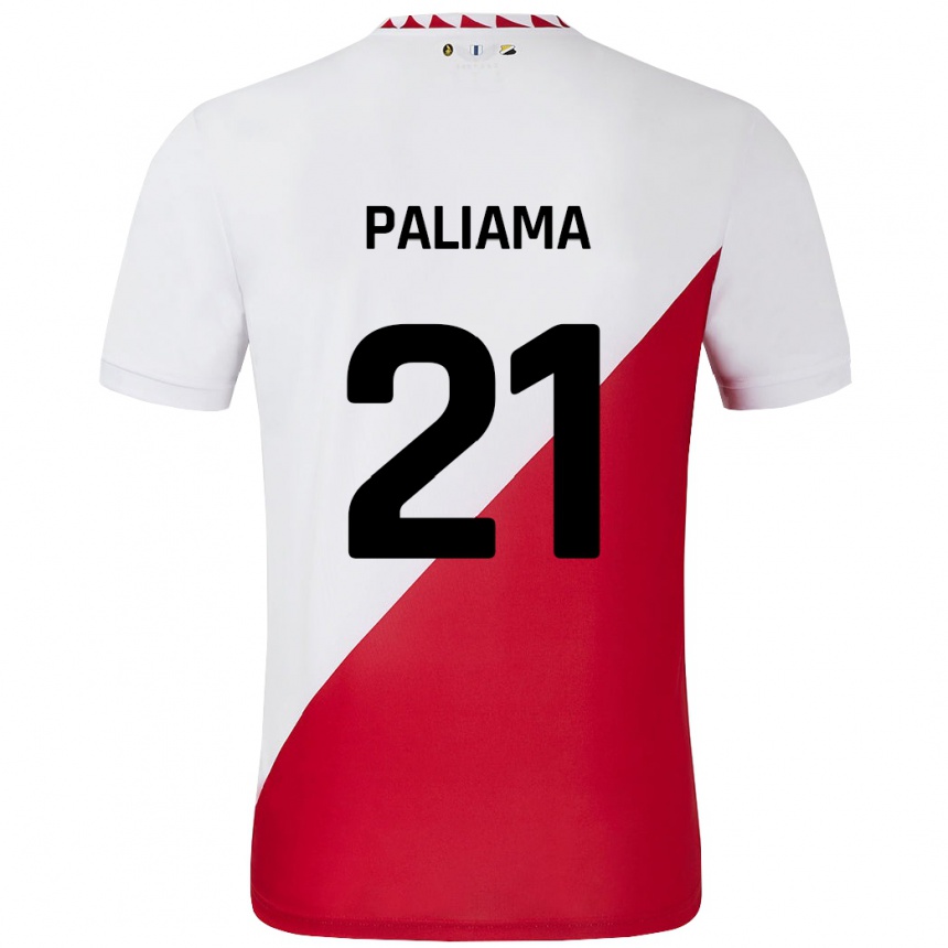 Niño Fútbol Camiseta Joni Paliama #21 Blanco Rojo 1ª Equipación 2024/25 Argentina