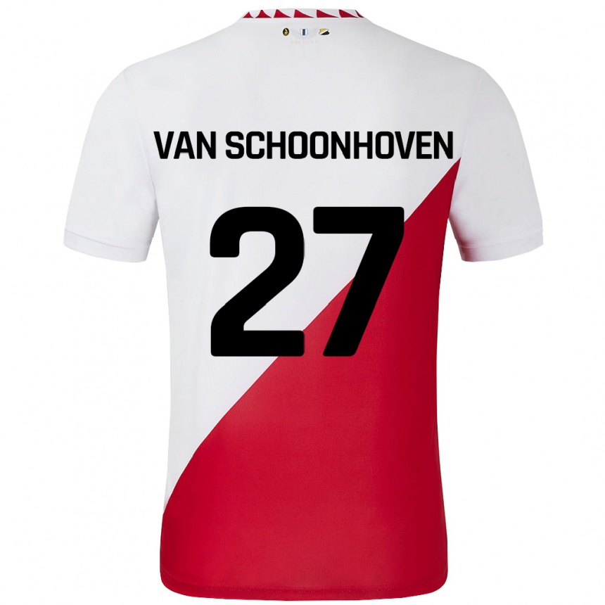 Niño Fútbol Camiseta Nurija Van Schoonhoven #27 Blanco Rojo 1ª Equipación 2024/25 Argentina