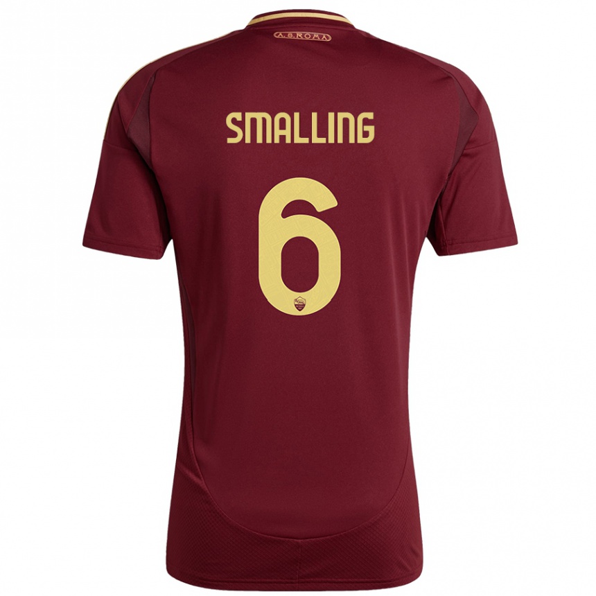 Niño Fútbol Camiseta Chris Smalling #6 Rojo Marrón Dorado 1ª Equipación 2024/25 Argentina