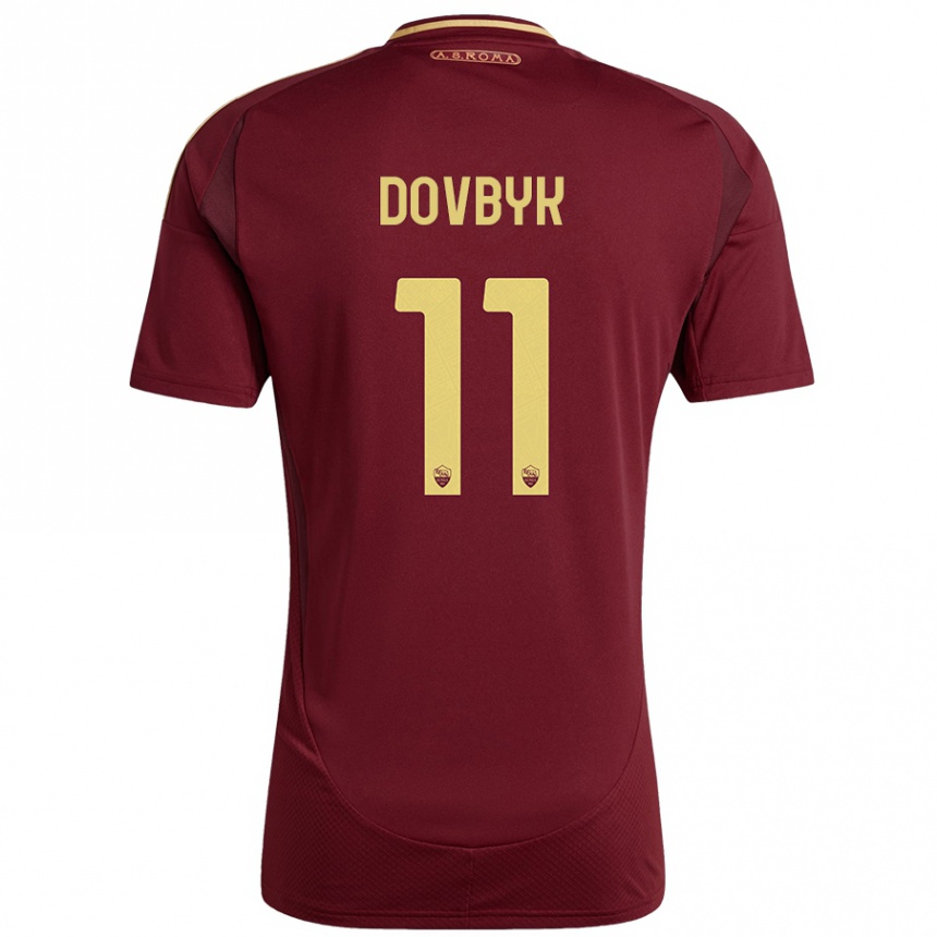 Niño Fútbol Camiseta Artem Dovbyk #11 Rojo Marrón Dorado 1ª Equipación 2024/25 Argentina