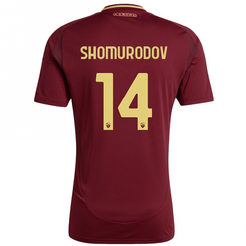 Niño Fútbol Camiseta Eldor Shomurodov #14 Rojo Marrón Dorado 1ª Equipación 2024/25 Argentina